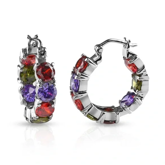 Elegant Multicolor Hoop Earrings - Picture 1 of 6